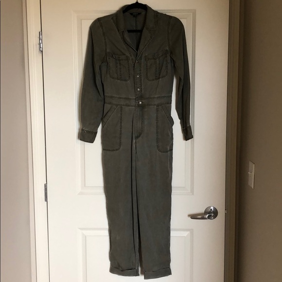 Express Green Utility Jumpsuit Size XS - Picture 2 of 6